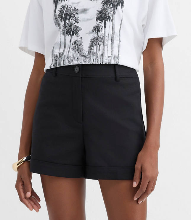 Petite Curvy Cuffed Shorts in Doubleweave