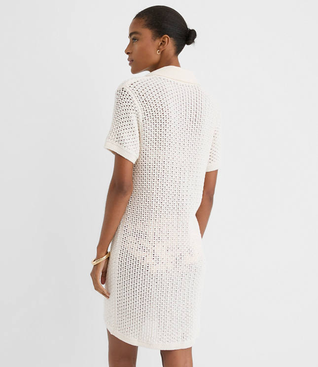 Petite LOFT Beach Crochet Swimsuit Coverup Polo Dress