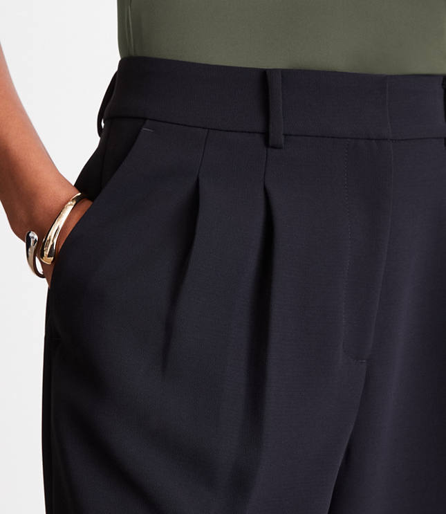 Tall LOFT Versa Crepe Drape Pleated Relaxed Straight Pants