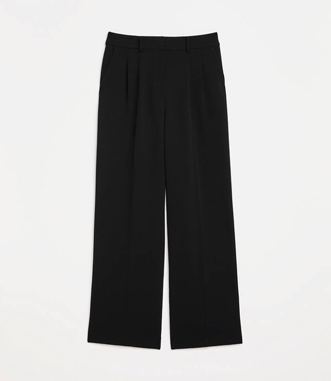 Tall LOFT Versa Crepe Drape Pleated Relaxed Straight Pants