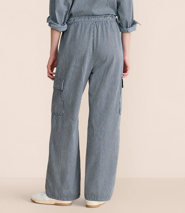 Petite Lou & Grey Striped Adjustable Parachute Pants