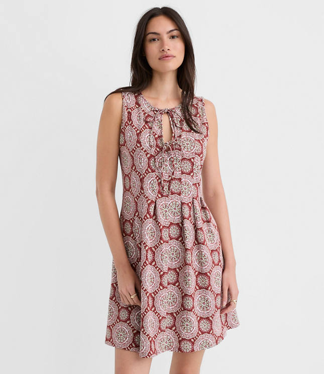 Tiled Pintucked Bow Mini Pocket Dress