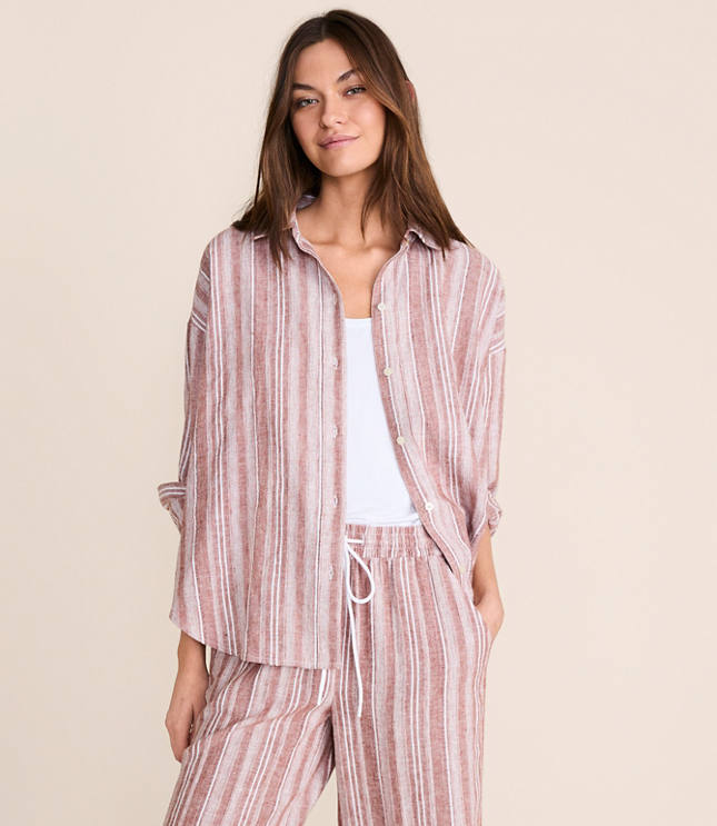 Petite Lou & Grey Striped Linen Cotton Shirt