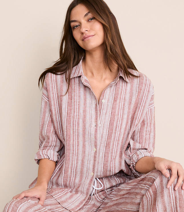 Petite Lou & Grey Striped Linen Cotton Shirt
