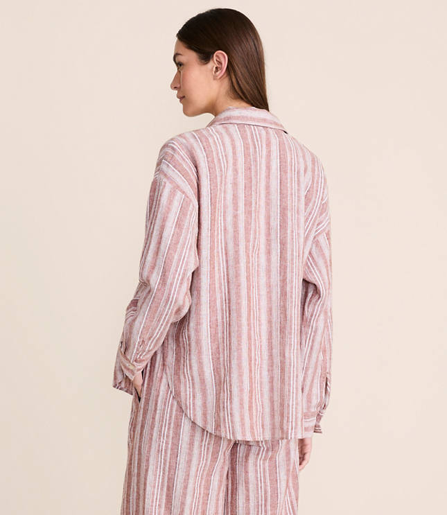 Petite Lou & Grey Striped Linen Cotton Shirt