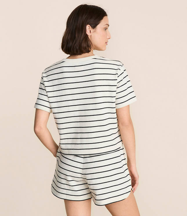 Petite Lou & Grey Striped Jacquard Rounded Hem Top