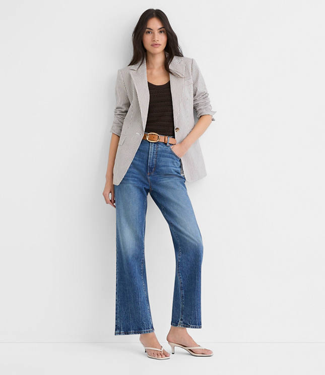 Striped Seersucker Fitted Blazer