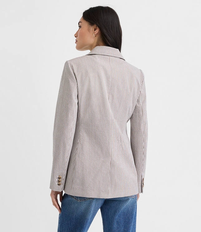 Striped Seersucker Fitted Blazer