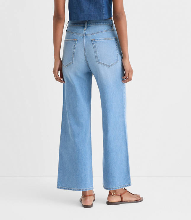 Rivete Tall Curvy High Rise Wide Leg Crop Jeans in Bright Medium Stonewash