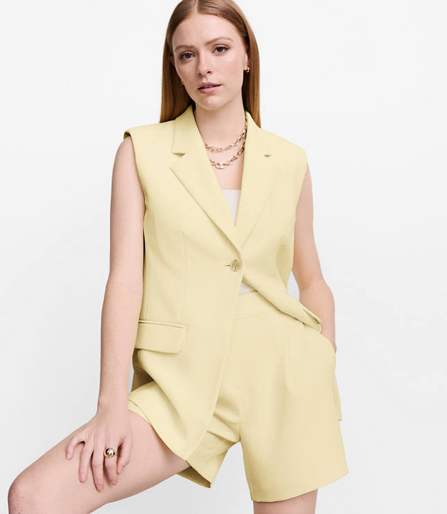 Petite LOFT Versa Crepe Drape Sleeveless Blazer