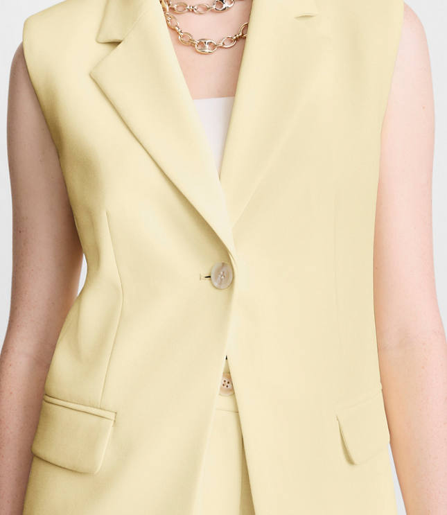 Petite LOFT Versa Crepe Drape Sleeveless Blazer