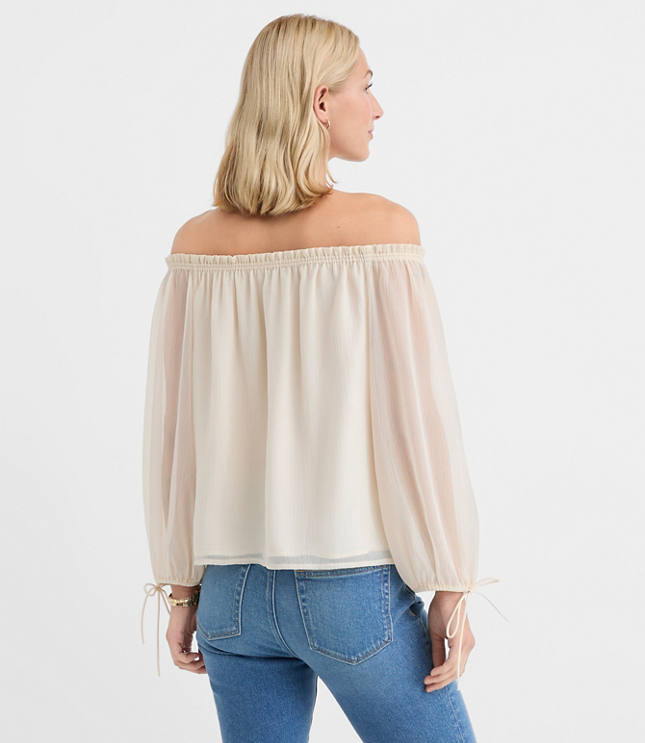Tie Cuff Off The Shoulder Blouse