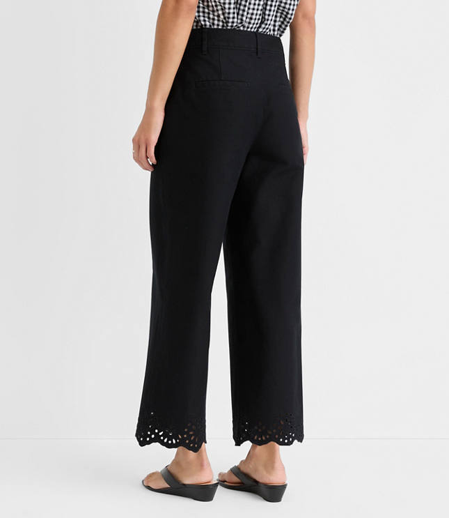 Palmer Wide Leg Crop Pants with Eyelet Hem