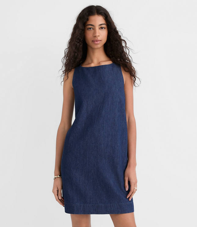 Chambray Boatneck Mini Dress