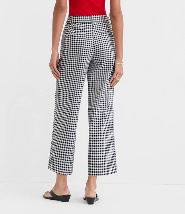 Curvy Palmer Wide Leg Crop Pants in Gingham Cotton Linen