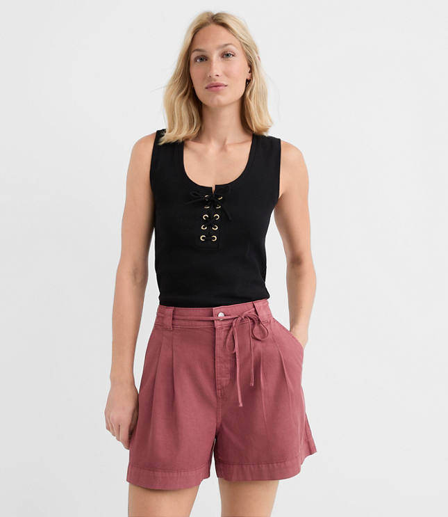 Lace Up Perfect Ribbed Scoop Neck Tank Top carousel Product Image 1