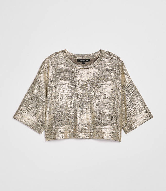 Petite LOFT Versa Metallic Cropped Relaxed Tee