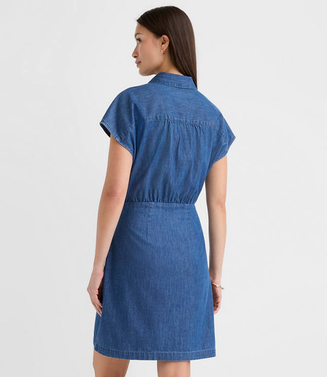 Chambray Wrap Mini Shirtdress