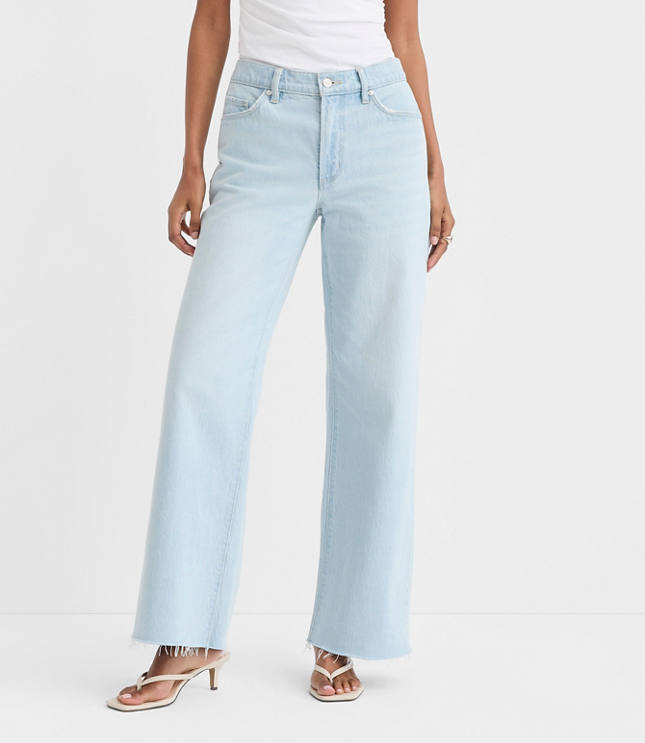 Rivete Tall Curvy Fresh Cut Mid Rise Wide Leg Jeans in Wave Wash