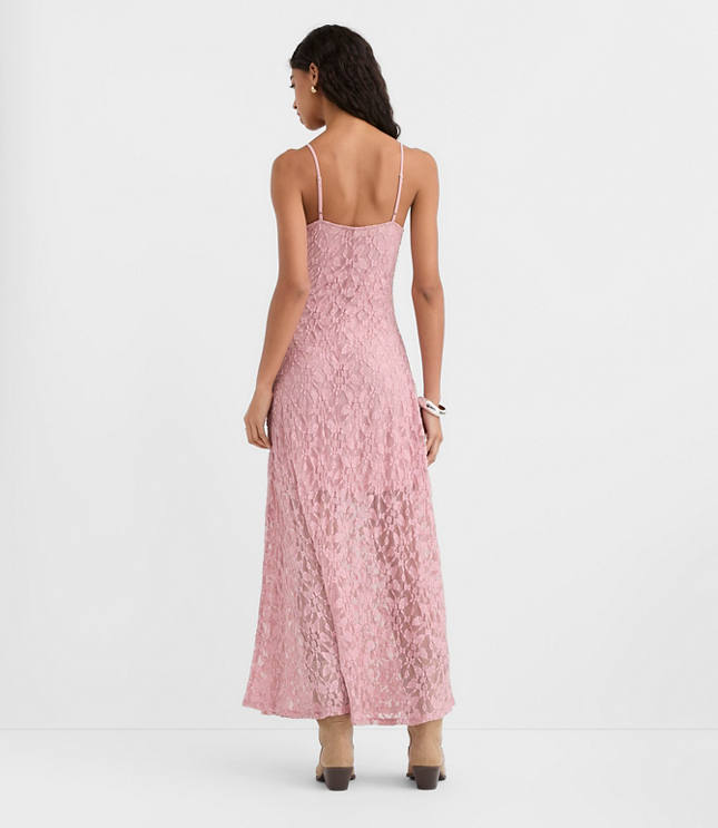 Lace Strappy Scoop Neck Midi Dress