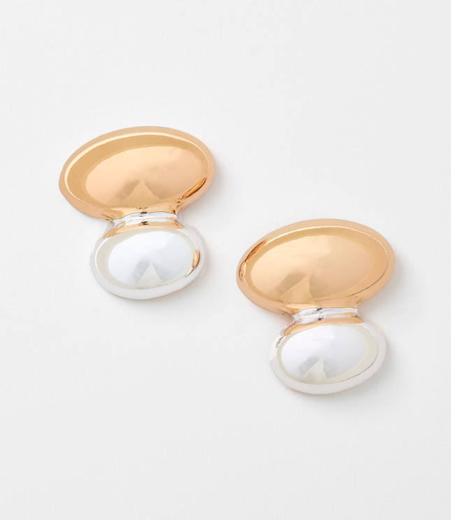 Oval Mixed Metal Drop Earrings