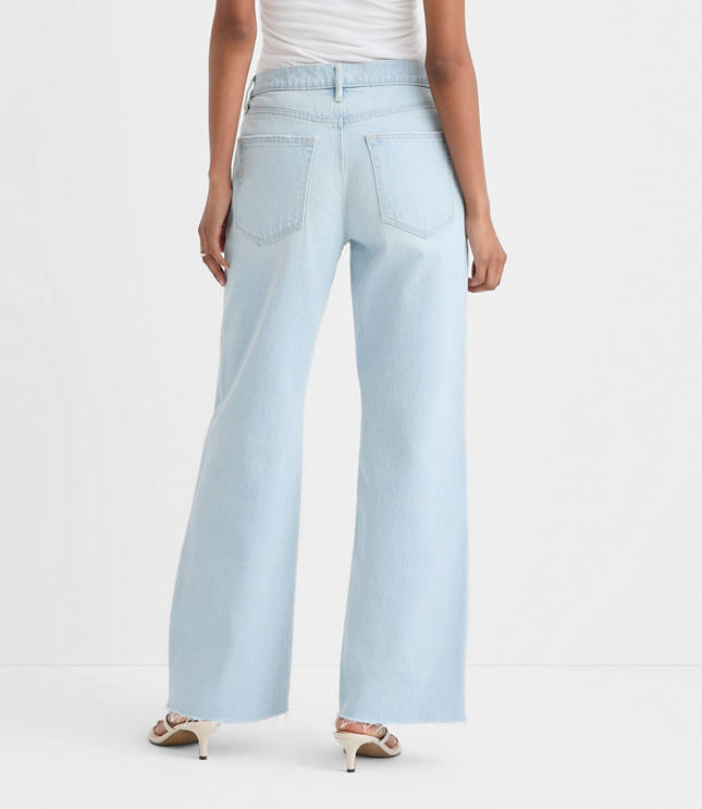 Rivete Curvy Fresh Cut Mid Rise Wide Leg Jeans in Wave Wash