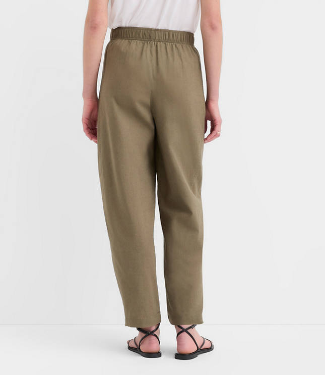 Petite Pull On Barrel Pants in Linen Cotton
