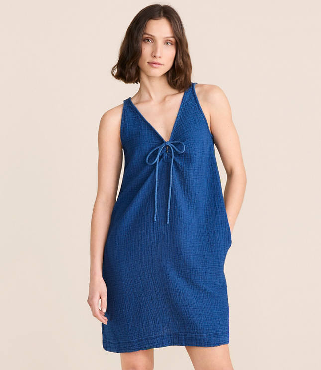 Lou & Grey Double Cloth Tie Keyhole Mini Pocket Dress carousel Product Image 1
