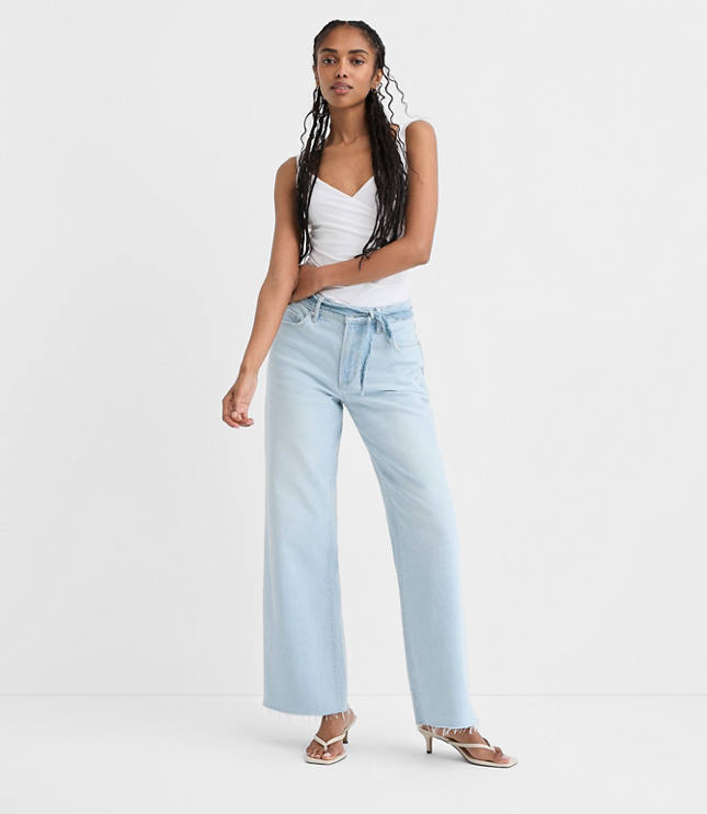 Rivete Tall Fresh Cut Mid Rise Wide Leg Jeans in Wave Wash