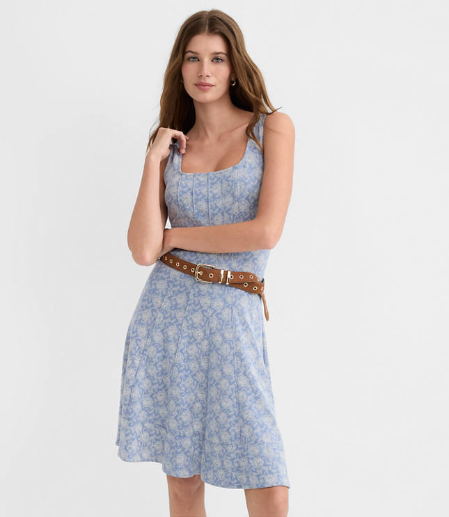 Petite Floral Ponte Seamed Mini Dress