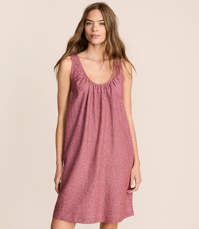 Lou & Grey Linen Cotton Scoop Neck Mini Pocket Dress