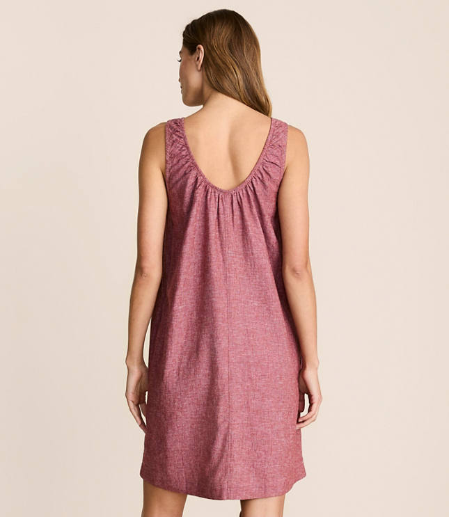 Lou & Grey Linen Cotton Scoop Neck Mini Pocket Dress