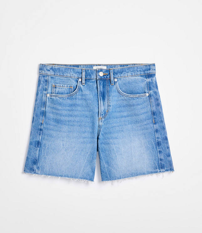 Rivete Petite Curvy Fresh Cut Seamed Boyfriend Shorts in Light Wash