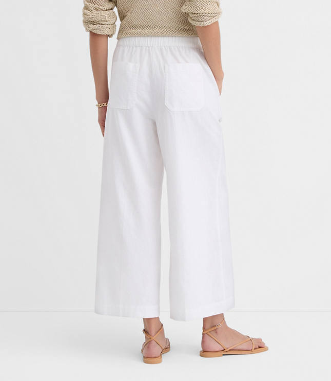 Petite Breezy Wide Leg Crop Pants in Linen Cotton