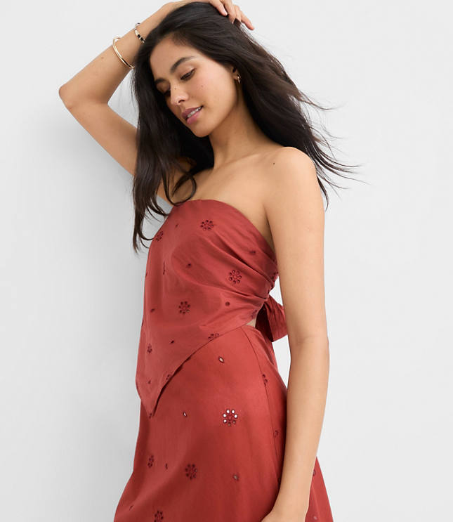 LOFT Beach Eyelet Tie Back Bandeau Top