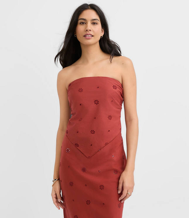 LOFT Beach Eyelet Tie Back Bandeau Top