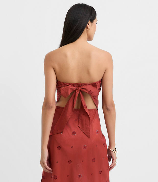 LOFT Beach Eyelet Tie Back Bandeau Top