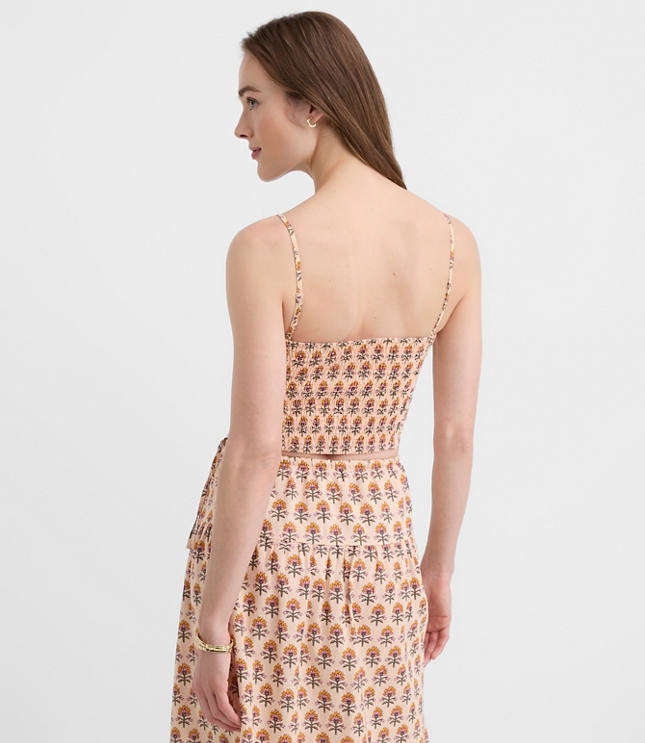 LOFT Beach Garden Ruched Linen Cotton Top