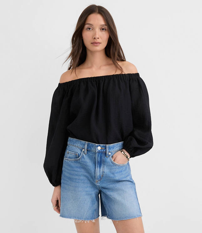Petite Textured Off The Shoulder Blouse