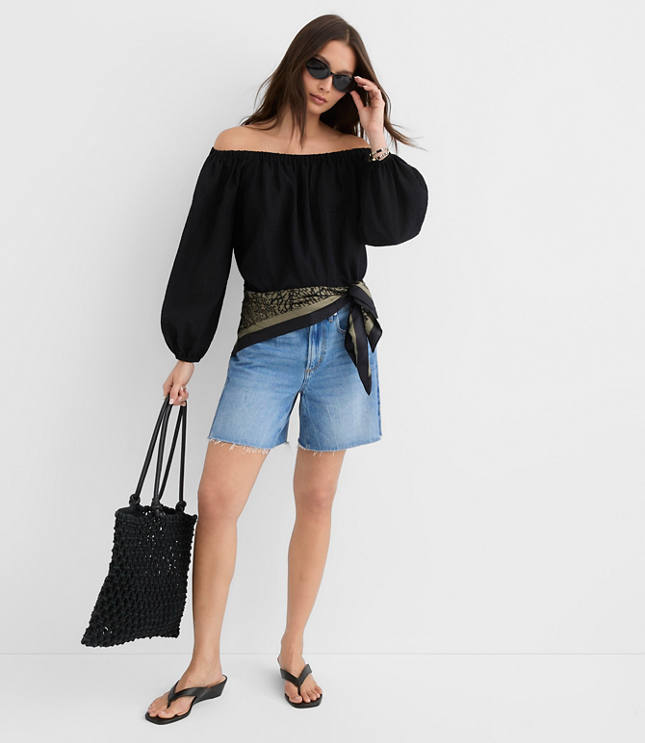 Petite Textured Off The Shoulder Blouse