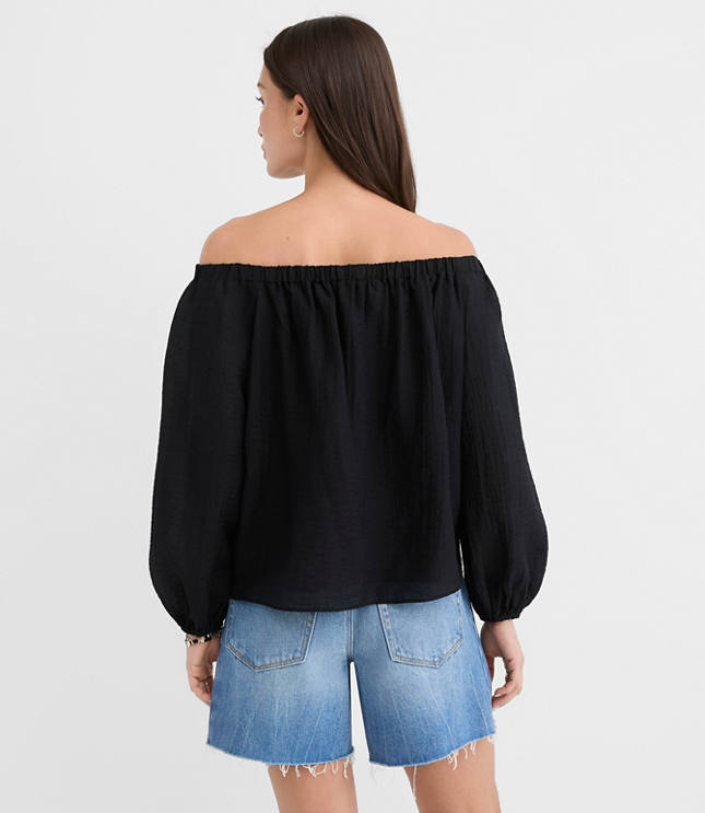 Petite Textured Off The Shoulder Blouse
