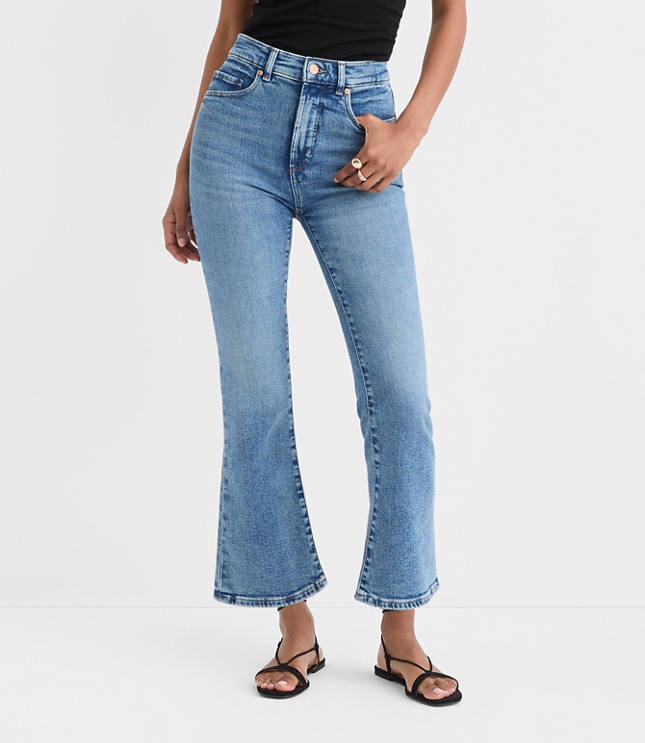 Rivete Curvy High Rise Kick Crop Jeans in Authentic Mid Vintage Wash