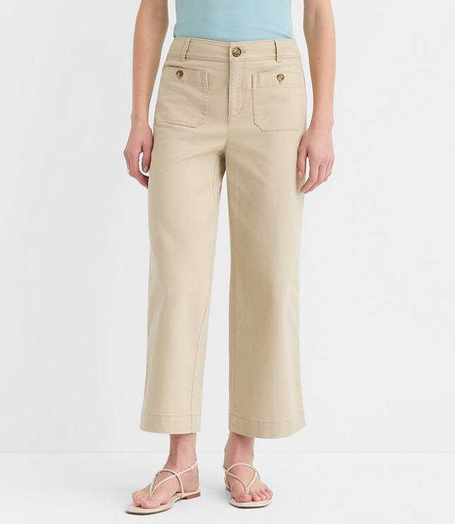 Curvy Palmer Wide Leg Crop Pants in Twill