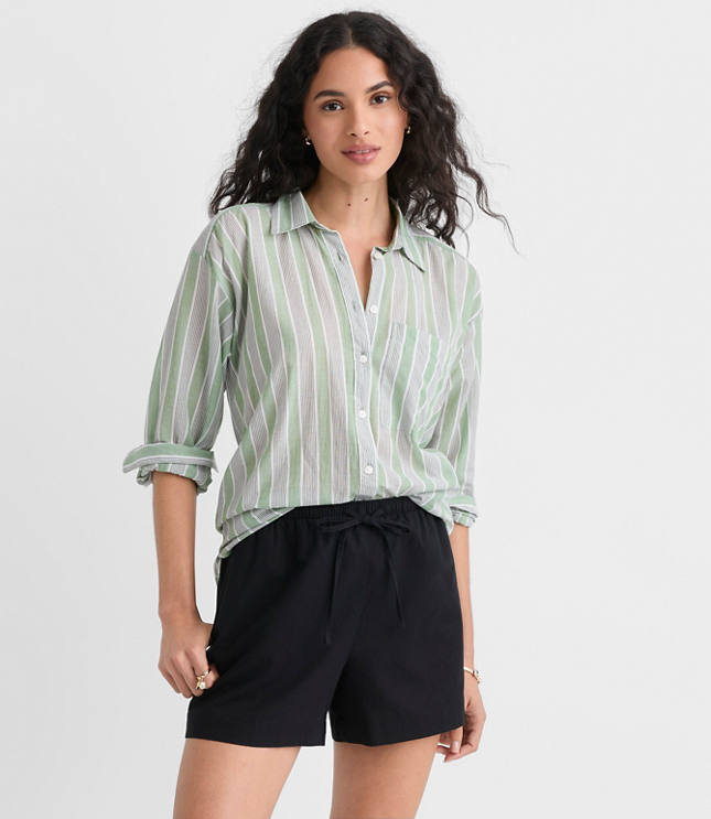 Striped Everyday Oversized Pocket Shirt carousel Product Image 1