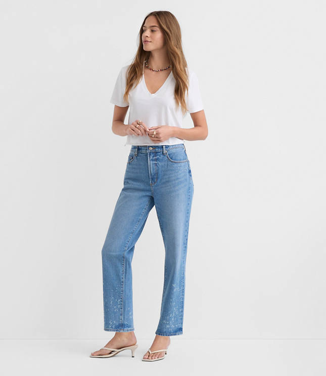 Rivete Tall High Rise Straight Jeans in Bleach Out Wash carousel Product Image 2