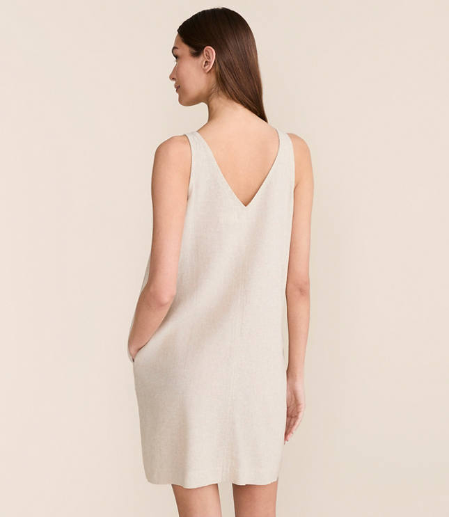 Petite Lou & Grey Linen Cotton Tie Keyhole Mini Pocket Dress