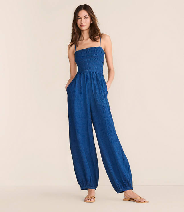 Petite Lou & Grey Smocked Double Cloth Balloon Leg Jumpsuit carousel Product Image 2