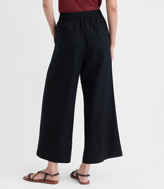 Petite Breezy Wide Leg Crop Pants in Linen Cotton