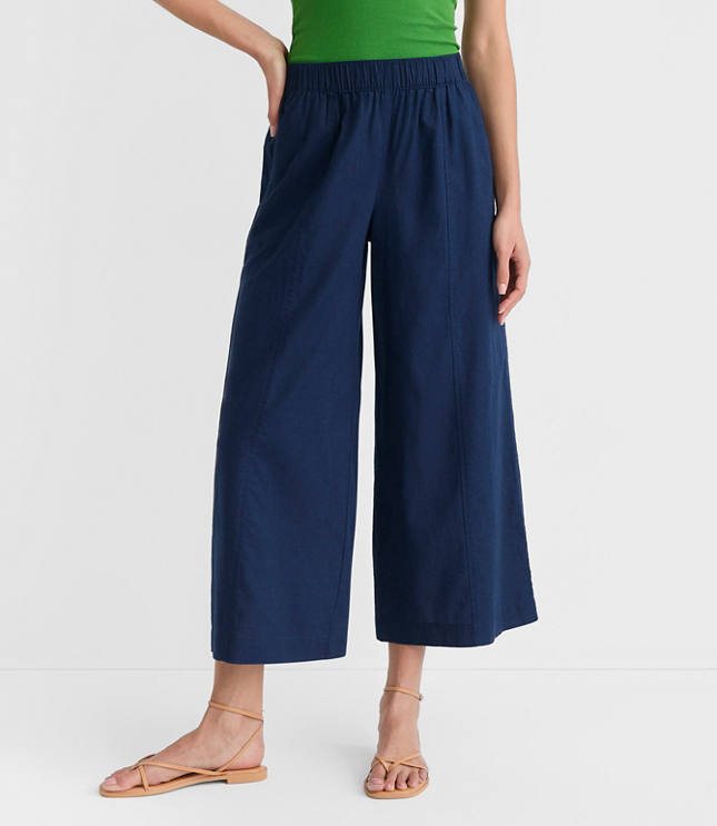 Petite Breezy Wide Leg Crop Pants in Linen Cotton carousel Product Image 2