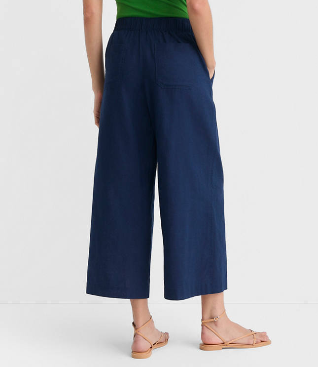 Petite Breezy Wide Leg Crop Pants in Linen Cotton carousel Product Image 3
